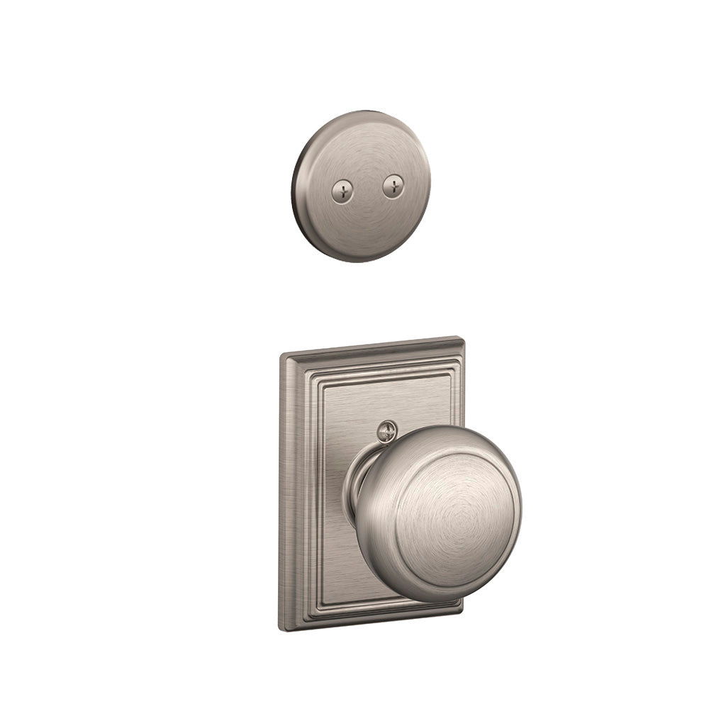 Schlage F94 AND 619 ADD Andover Knob x Addison Decorative Rose, Satin Nickel, Zinc