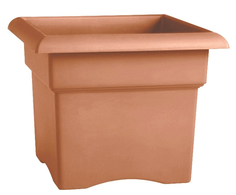 Fiskars 57018C Veranda Square Planter Box, Clay, 18"