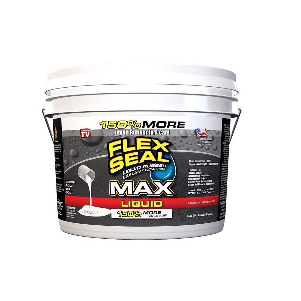 Flex Tape LFSMAXWHT02 MAX Liquid Rubber Sealant Coating, 2.5 Gallon
