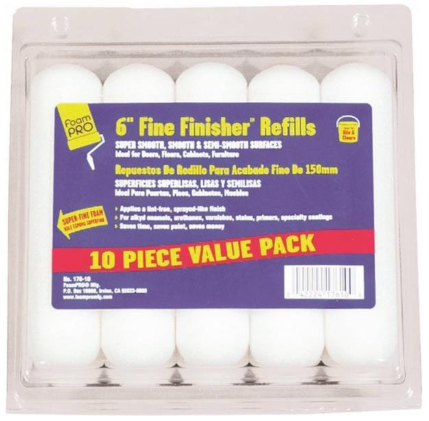 Foampro 176-10 Finest Coater Mini Roller Refill, 6" L ,  3/8" Nap