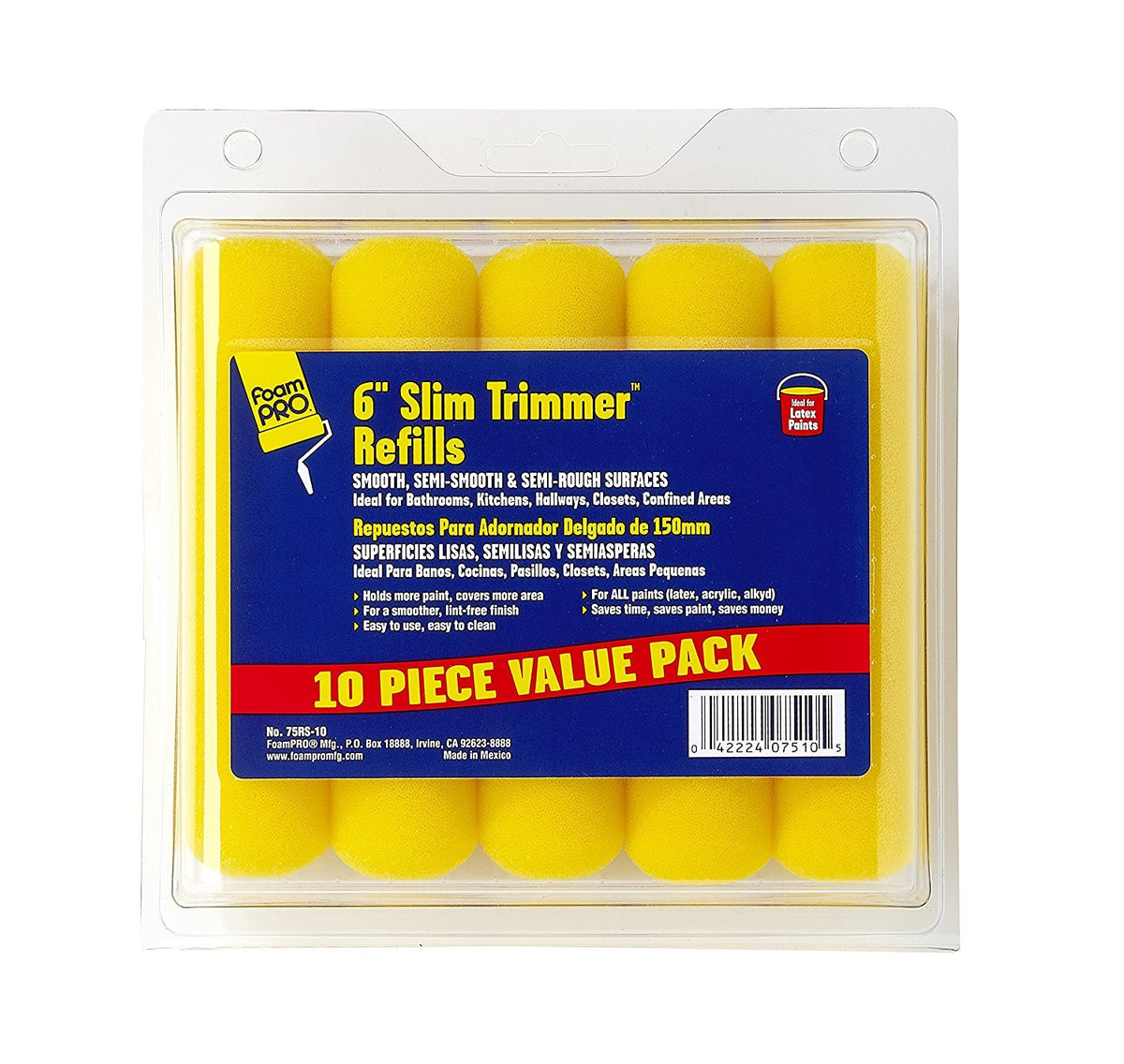 FoamPro 75RS-10 Slim Trimmer Paint Roller Cover, 6",