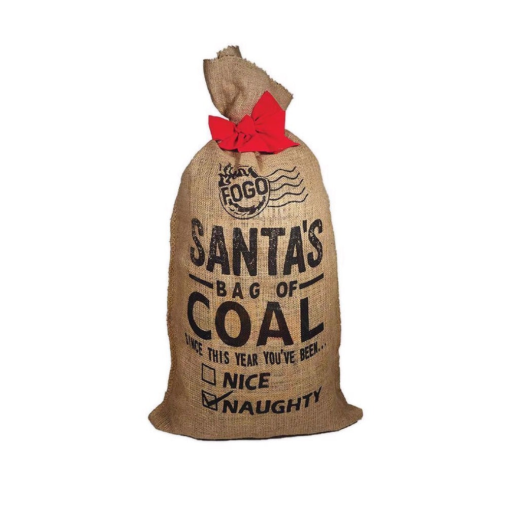 FOGO SB8 Christmas Santa's Bag of Coal Gift Bag, Burlap