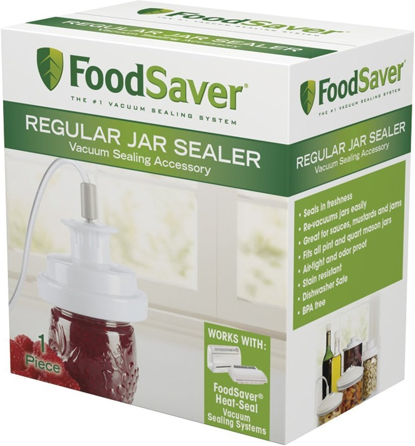 FoodSaver T03-0006-02P Jar Sealer Regular Mouth, 2.5" L x 3.9" W, White