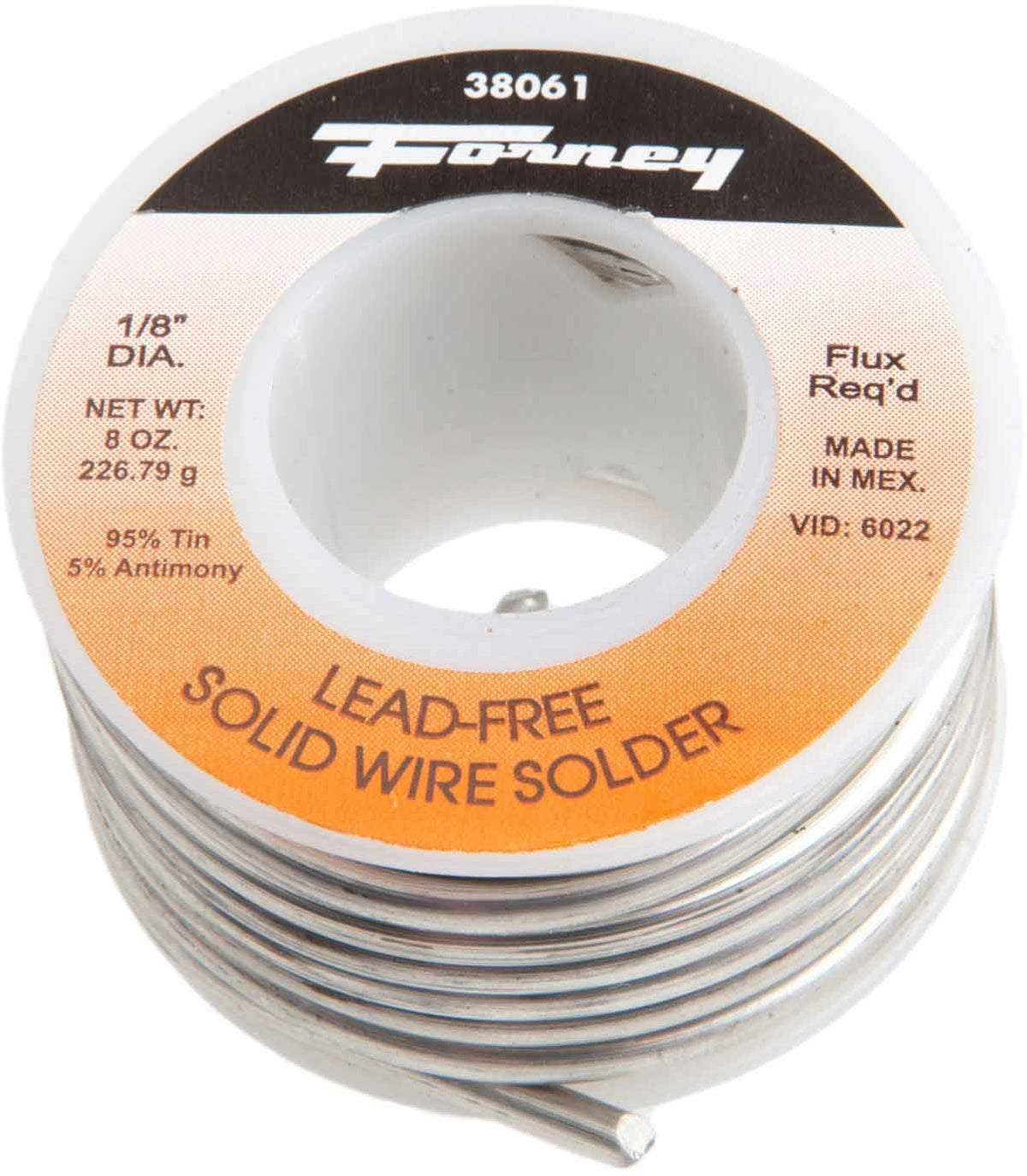 Forney 38061 Solder, 95/5 Tin-Antimony, "Lead Free", 1/8", 1/2 lbs
