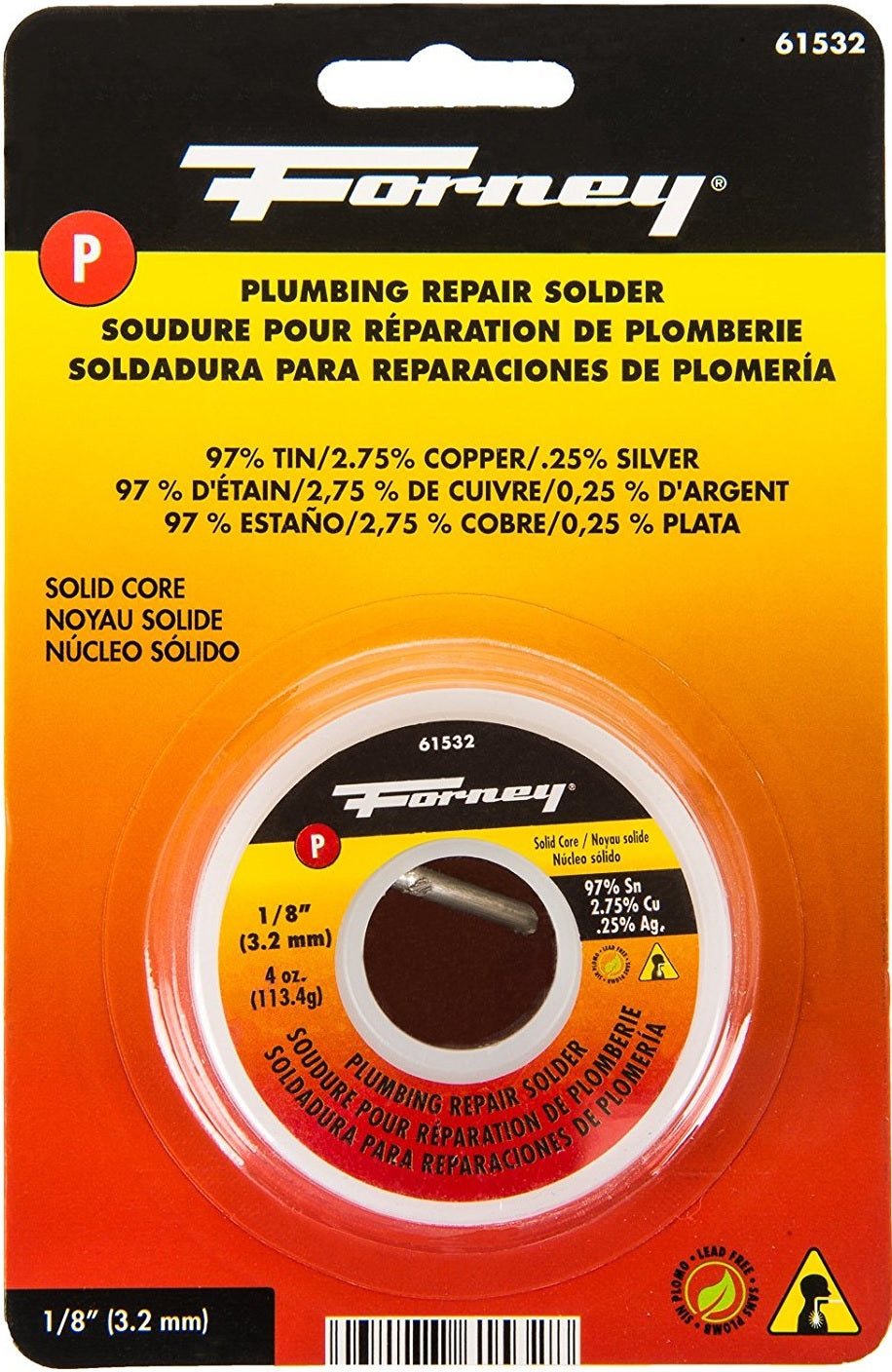 Forney 61532 Lead-Free Plumbing Repair Solid Core Solder, 4 Oz