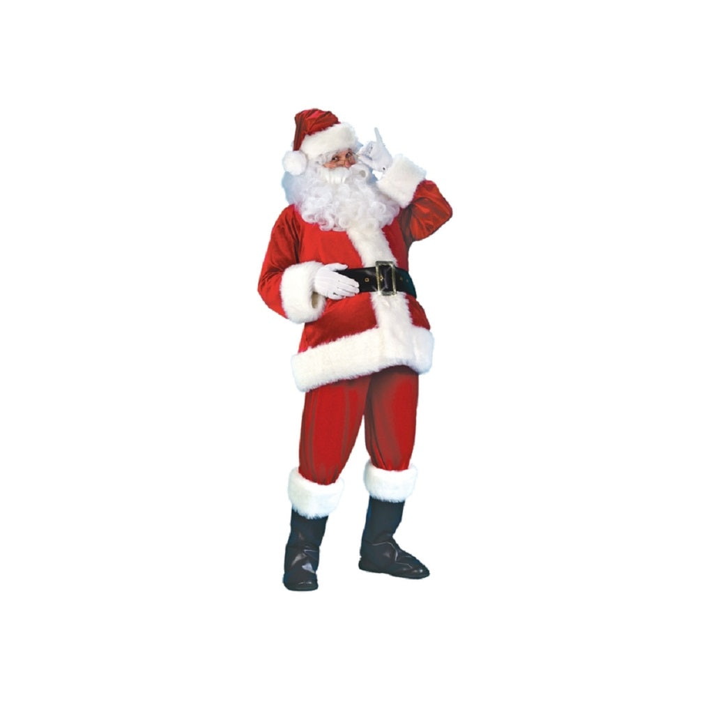 Fun World 7501 Christmas Deluxe Santa Suit, Red/White, Velvet