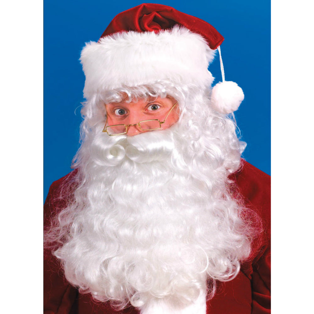 Fun World 7520 Christmas Santa Wig & Beard Set, Synthetic, White