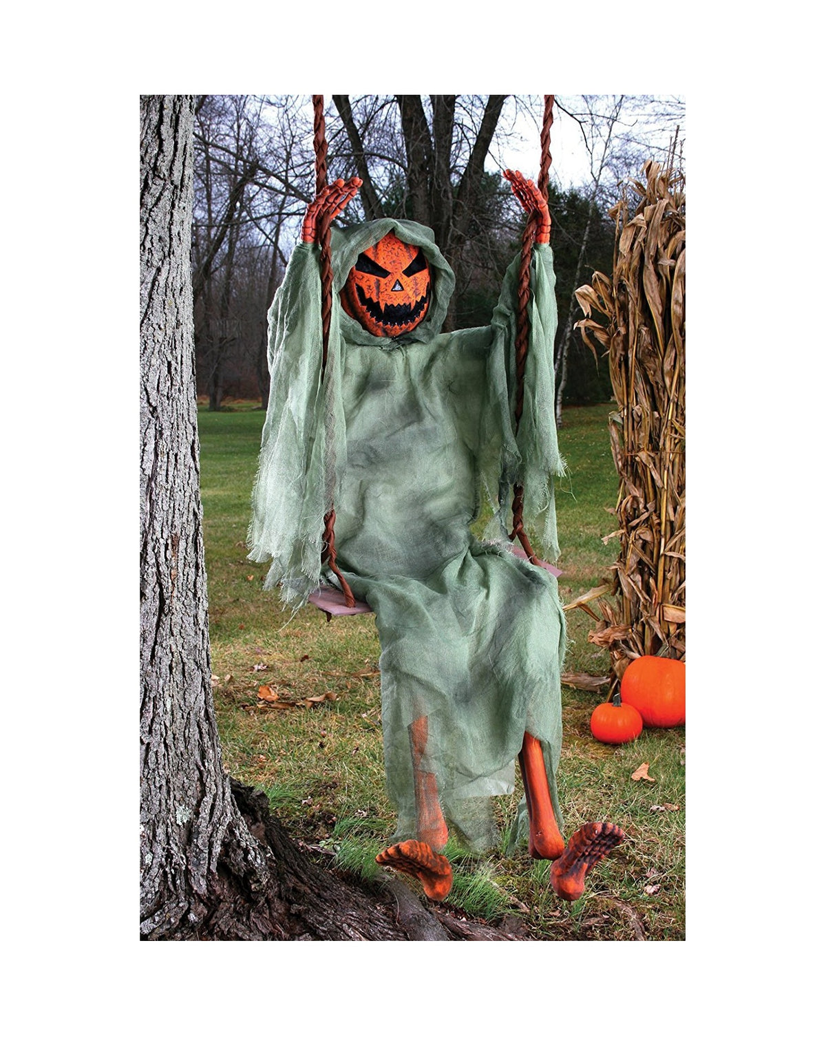 Fun World 91195P Swinging Pumpkin Ghost Halloween Decoration, 5'