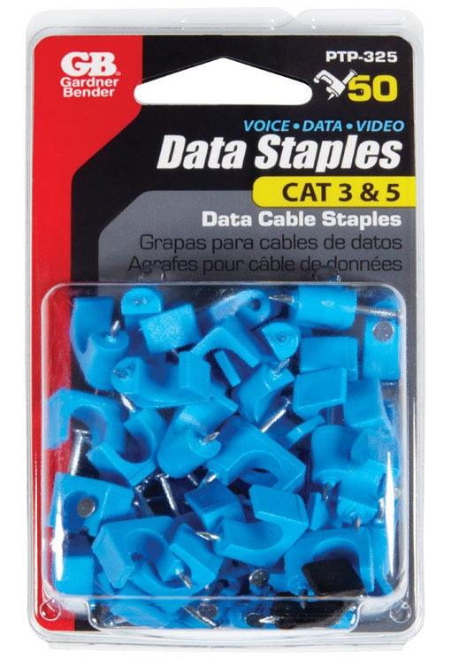 Gardner Bender PTP-325 Data Cable Staple, Blue, 50/Pack