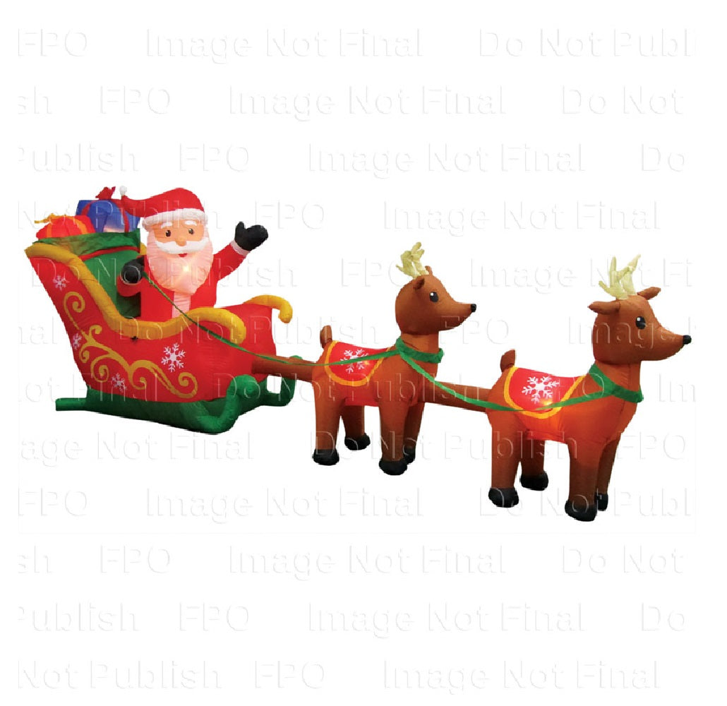 Gemmy 115432 Zone Inflatable Christmas Santa Sleigh With Reindeer