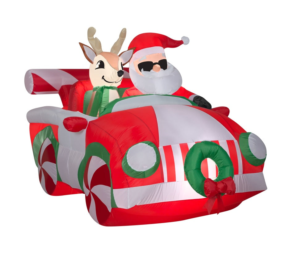 Gemmy 116538 Inflatable Christmas Santa Reindeer Car Airblown, 48.03" H