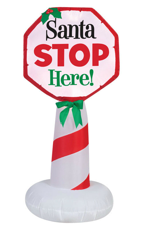 Gemmy 11773 Lighted Inflatable Outdoor Christmas "Santa Stop Here" Sign