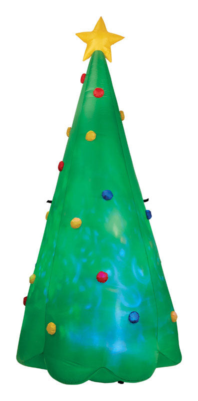 Gemmy 89776 Airblown Green Christmas Tree With Multicolor Light, 8'