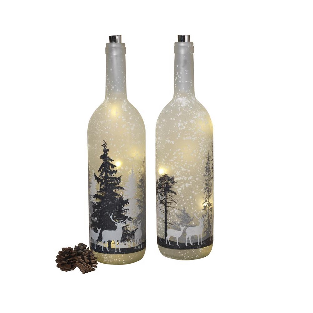 Gerson 2496010 Christmas Forest Scene Bottle, Multicolored