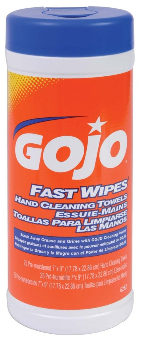 Gojo 6282-06 Fast Wipes Multi-Purpose Towels, 25 Count, 7" x 9"