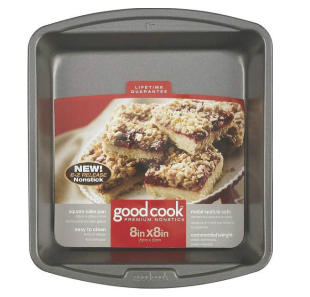 Good Cook 04017 Non-stick Square Cake Pan, 8" x 8"