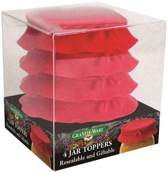 GraniteWare F0723-4 Regular Mouth Jar Toppers, Red