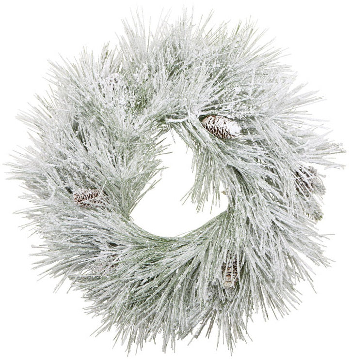 Greenfields GOCH450035ACE Bavarian Flocked Long Needle Wreath, 24"