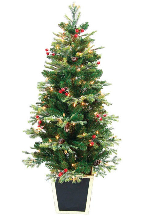 Greenfields MELO620200ACE Whitehorse Berry Prelit Artificial Christmas Tree, 4.5'
