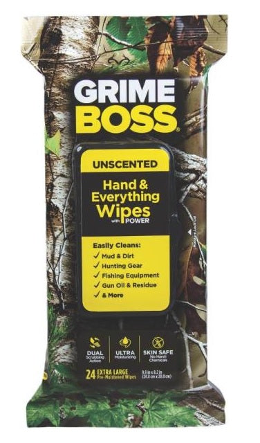 Grime Boss A554S24 Unscented Realtree Hand Wipes, 24 Count