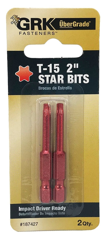 GRK Fasteners 187427 Star Power Bit, 2", Red, 2 piece