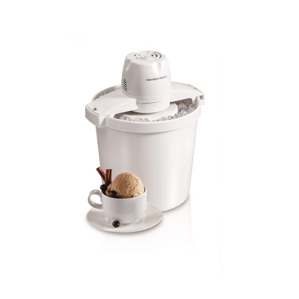 Hamilton Beach 68330N Ice Cream Maker, White, 4 Quart Capacity