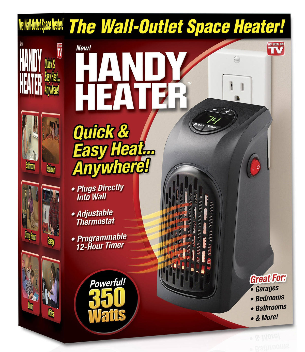 Handy Heater HEAT-MC12/4  Wall Heater, 350 watts, Black