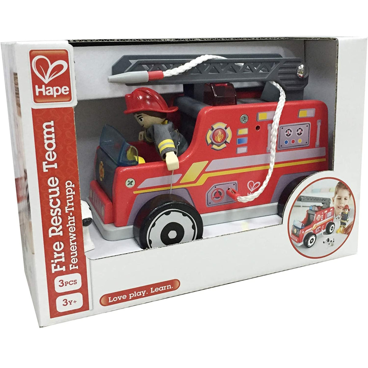 Hape E3024 Fire Rescue Team Fire Truck, Wood, Multicolored