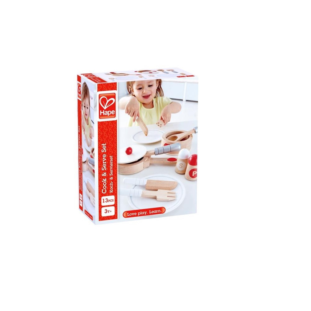 Hape E3150 Cook and Serve Set, Wood