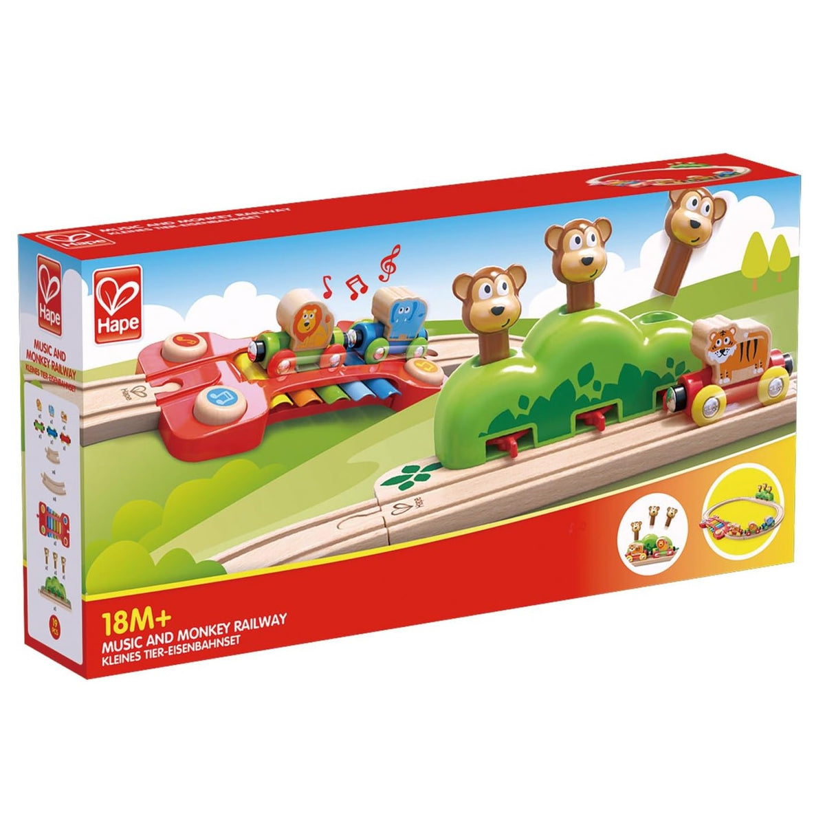 Hape E3825 Music/Monkey Train Set, Wood, Assorted Colors