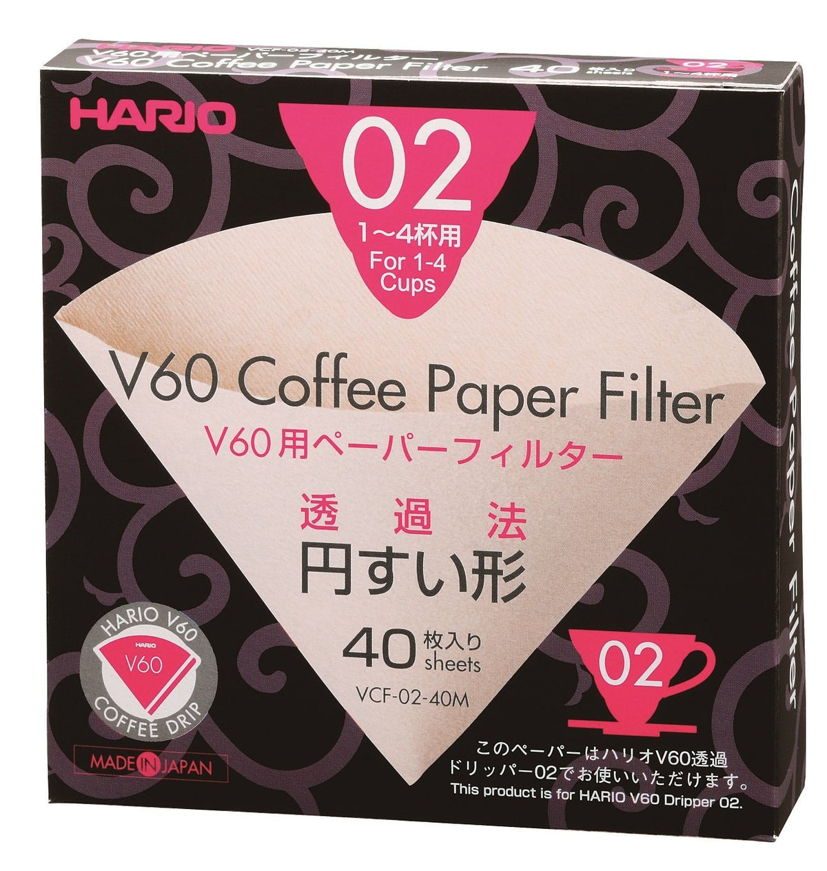 Hario 300677 Filter Paper Misarashi for 02 Dripper 40 Sheets