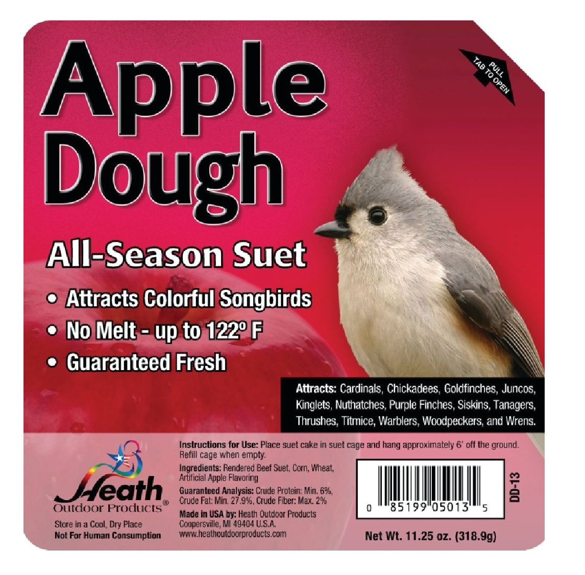 Heath DD-13 Apple Dough Suet Cake Bird Food