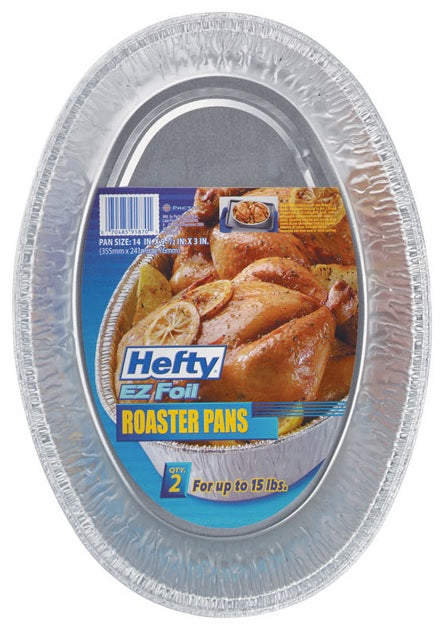 Hefty 91870 E-Z Foil Oval Roaster Pan, 14" x 9-1/2" x 3"