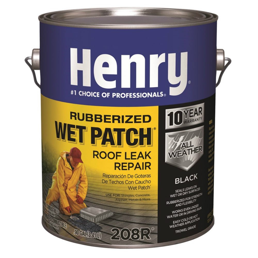 Henry HE208R042 Rubber Wet Patch Roof Cement, Black, 0.90 Gallon