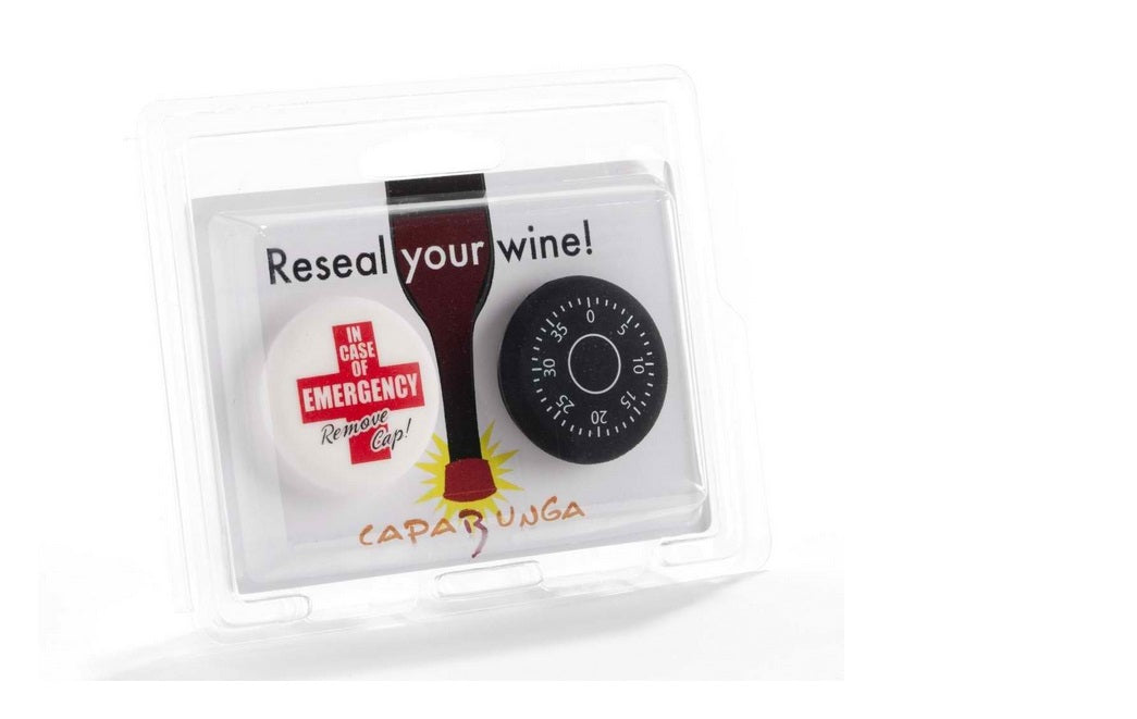 HIC 3074 Capabunga Reusable Silicone Wine Bottle Cap, Wine Safe & Emergency