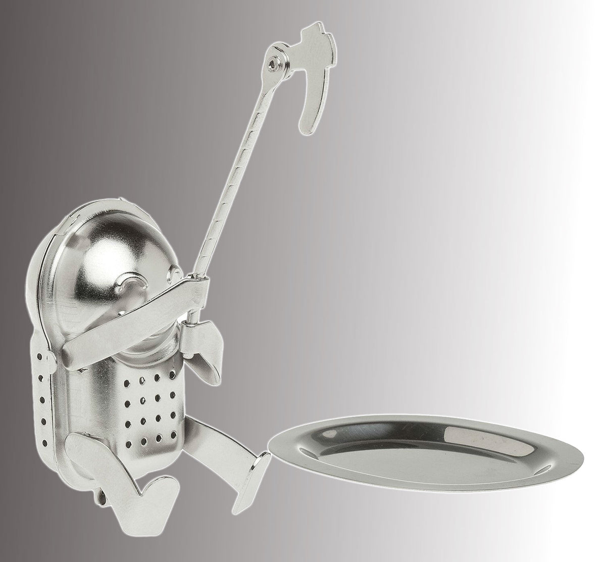 HIC 93244 Rock Climber Tea Infuser With Drip Tray, Stainless Steel, 3.05"X2-1/4"