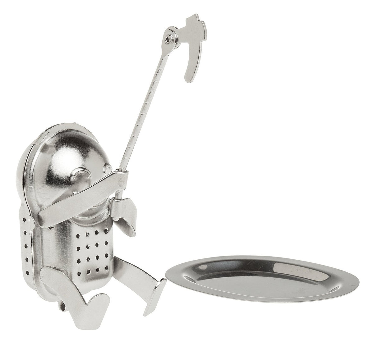 HIC 93244 Rock Climber Tea Infuser With Drip Tray, Stainless Steel, 3.05"X2-1/4"