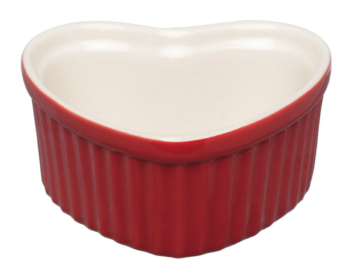 HIC 98062RS Heart-Shaped Ceramic Ramekin, Red, 3 Oz