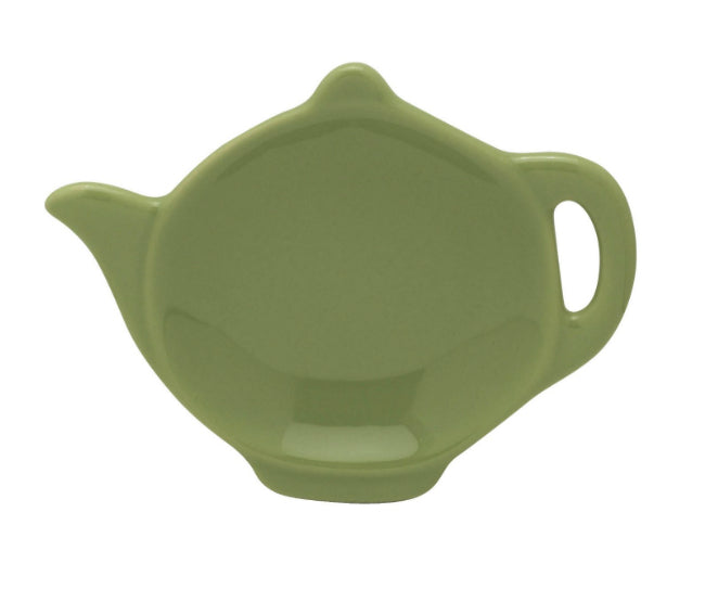 HIC 75/19SG Ceramic Teapot Shape Tea Bag Caddy, Sage