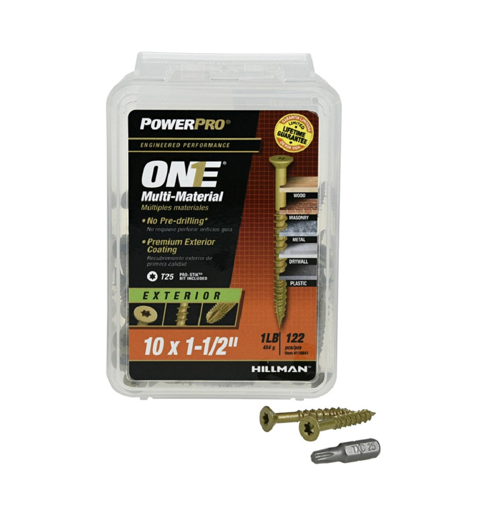 Hillman Fasteners 116841 Power Pro One Multi-Material Screws, #10 x 1-1/2", 122 pk