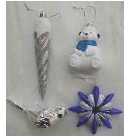 Holiday Basix ET-30279 Christmas Ornaments, Silver/Blue Assortment