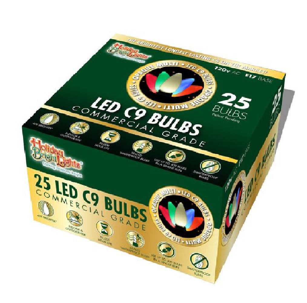Holiday Bright Lights BU25LEDSC9-OMUA C9 Led Replacement Christmas Light Bulbs, 25-Count