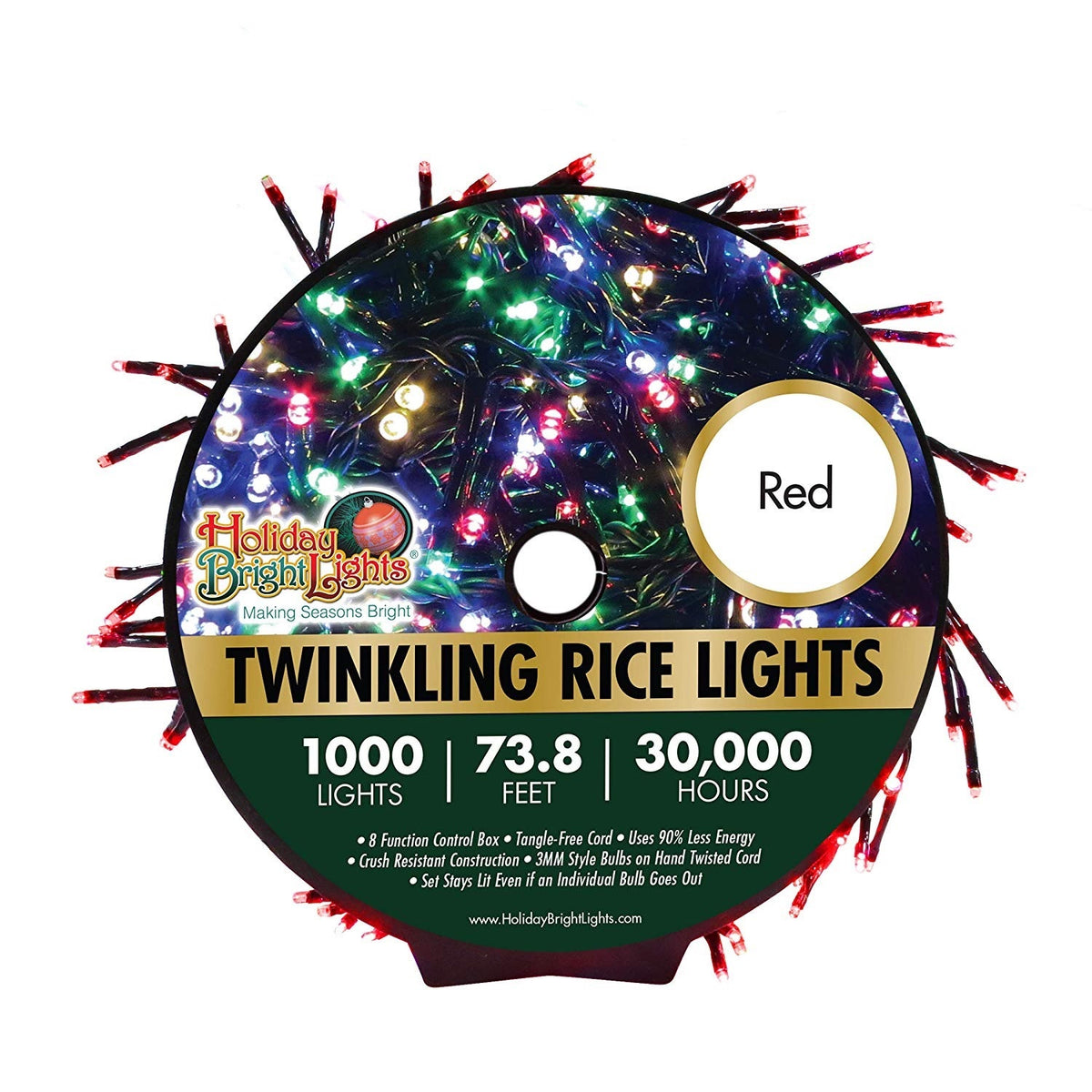 Holiday Bright Lights LED-3MR1000-GRD Twinkling Cluster Christmas Light Set