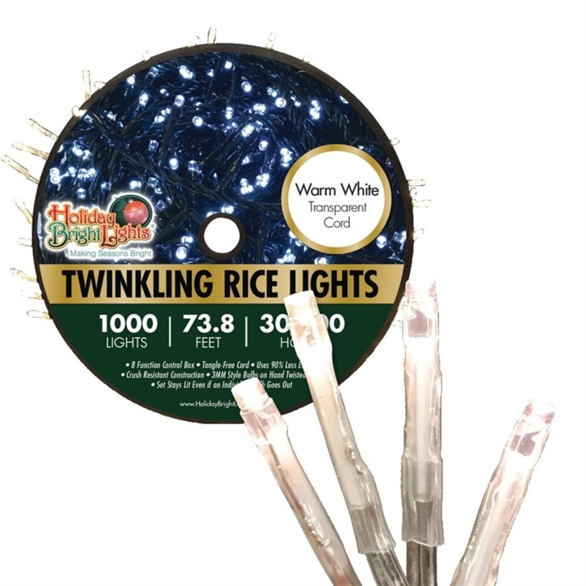 Holiday Bright Lights LED-3MR1000-TWW Straight Rice Light Set