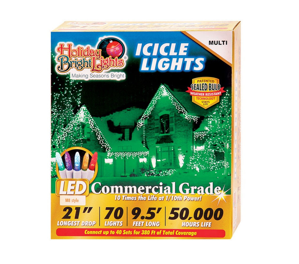 Holiday Bright Lights LEDBX-M8IC70-MU Christmas Commercial M8 LED Icicle Light