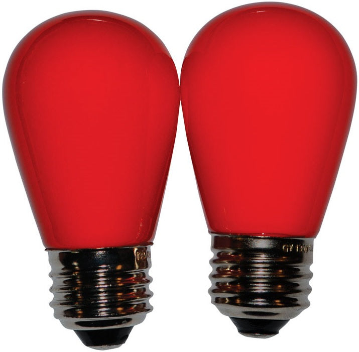 Holiday Bright Lights S14-2PKLED-OPRD LED S14 Light Bulb, Red