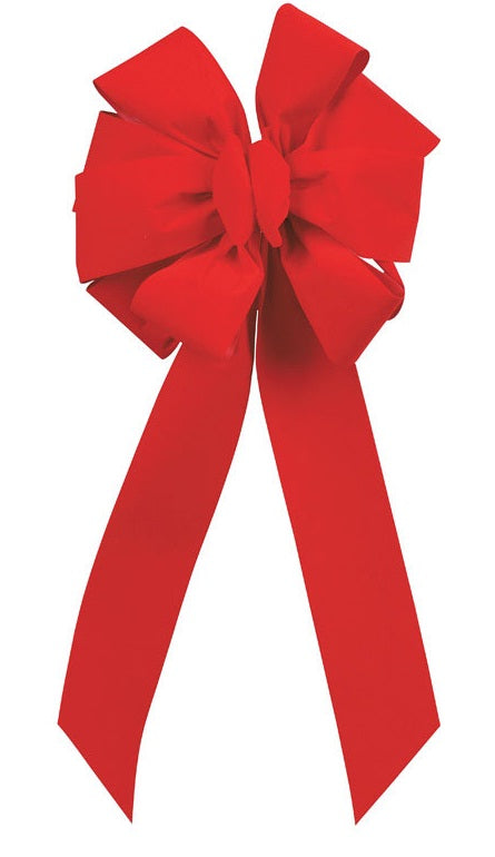Holiday Trims 6401 Deluxe Decorator Velvet Bow, Red, 10"
