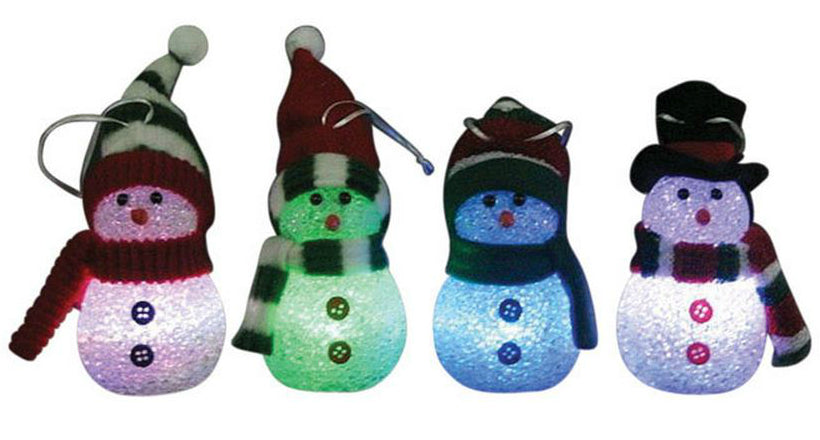 Home Plus 46-029-001 LED Snowman Assortment, Assorted Colors, 4/Pack