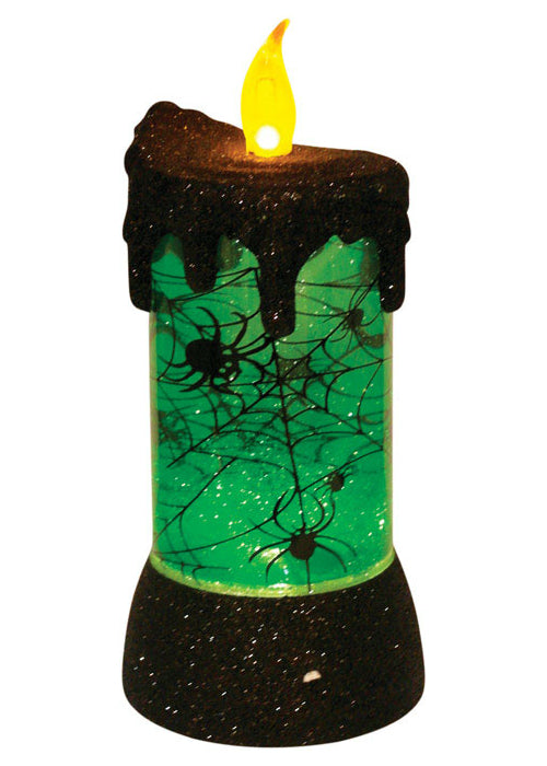 Home Plus 93-124-001 LED Rotating Spiders Halloween Candle, 8"