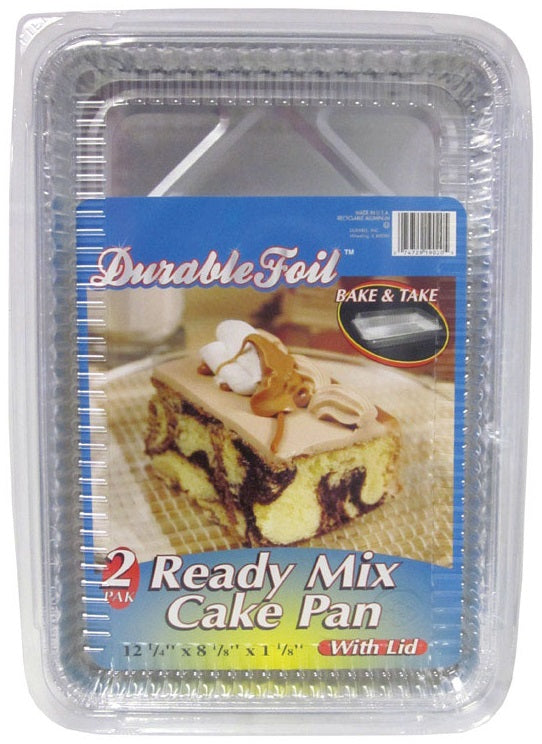Home Plus D19020 Durable Foil Cake Pan, Silver, 12.25" X 8.1"